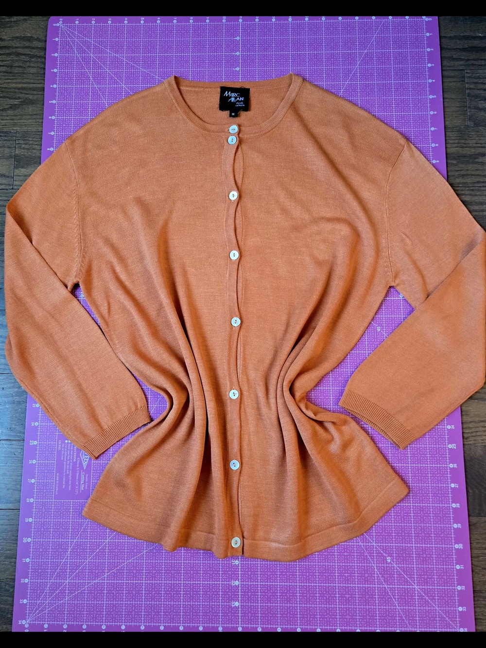 Mark Allan 100%SILK Orange Button-Down Lightweight Cardigan US 1X